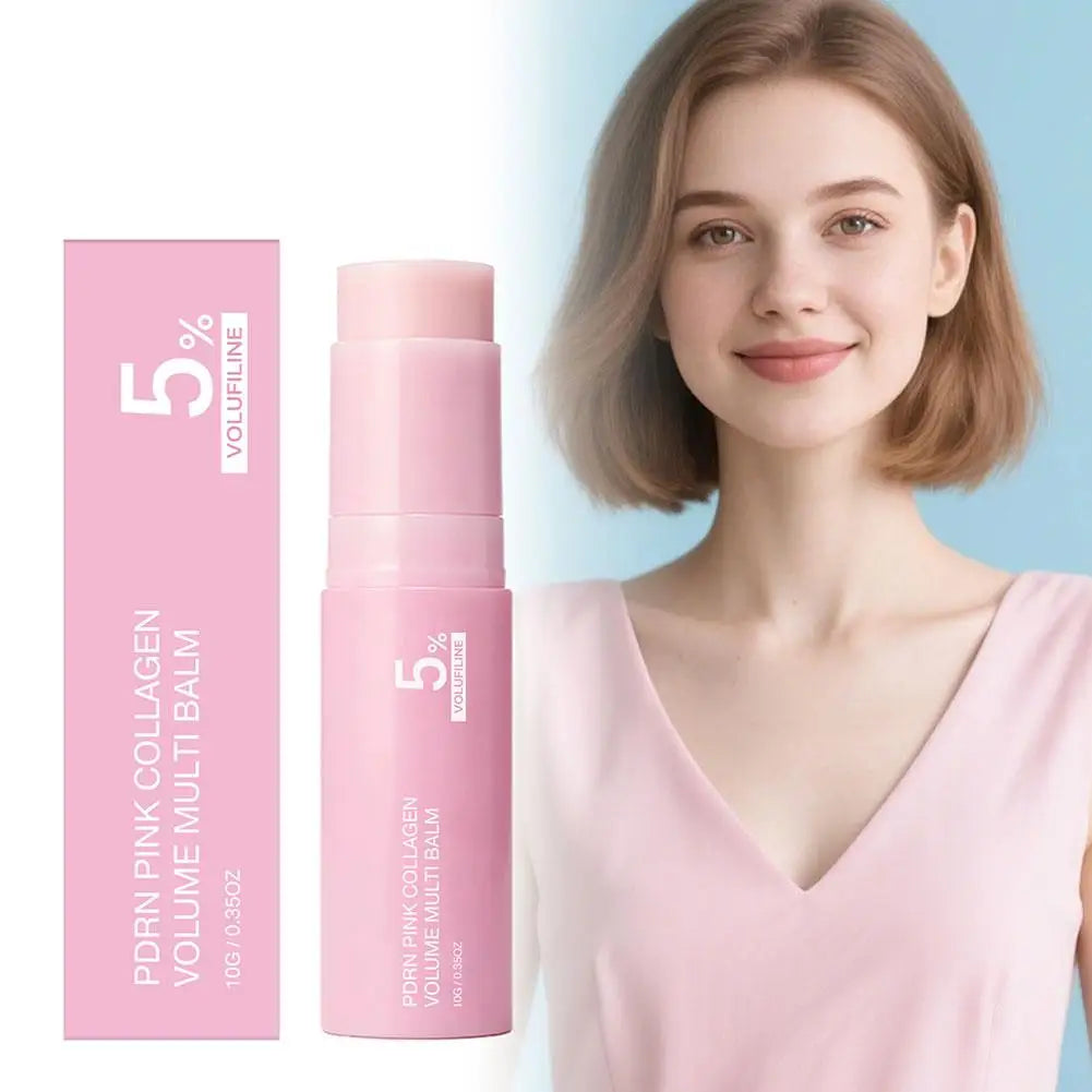 PDRN Pink Collagen Volume Multi Balm Stick 5% Volufiline Moisturizing Fade Fine Line Firming Plumping For Face Eye Neck Skincare