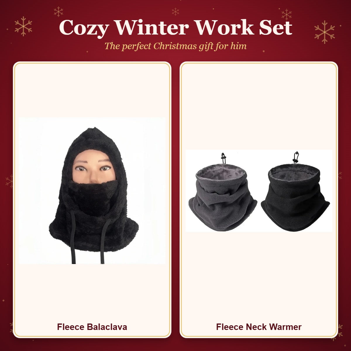 Cozy Winter Work Set: Fleece Balaclava, Fleece Neck Warmer