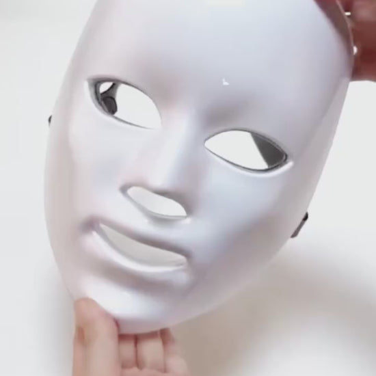 LED face mask in use