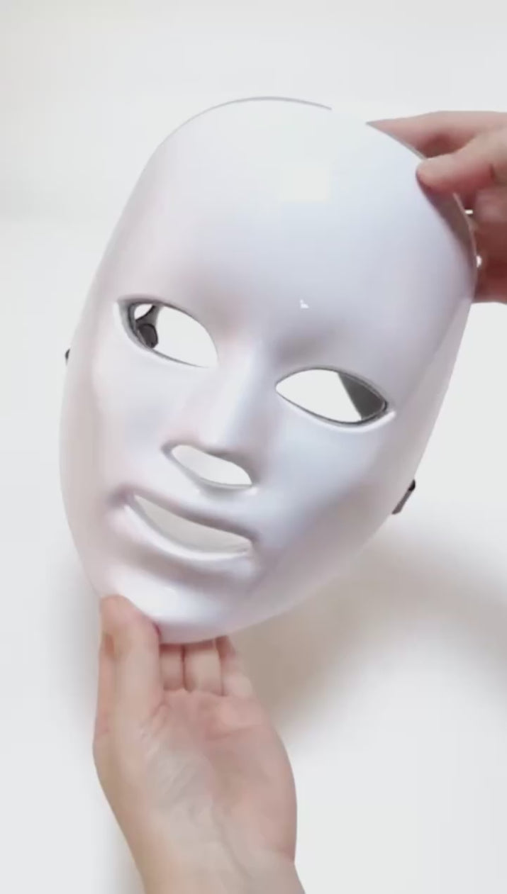 LED face mask in use