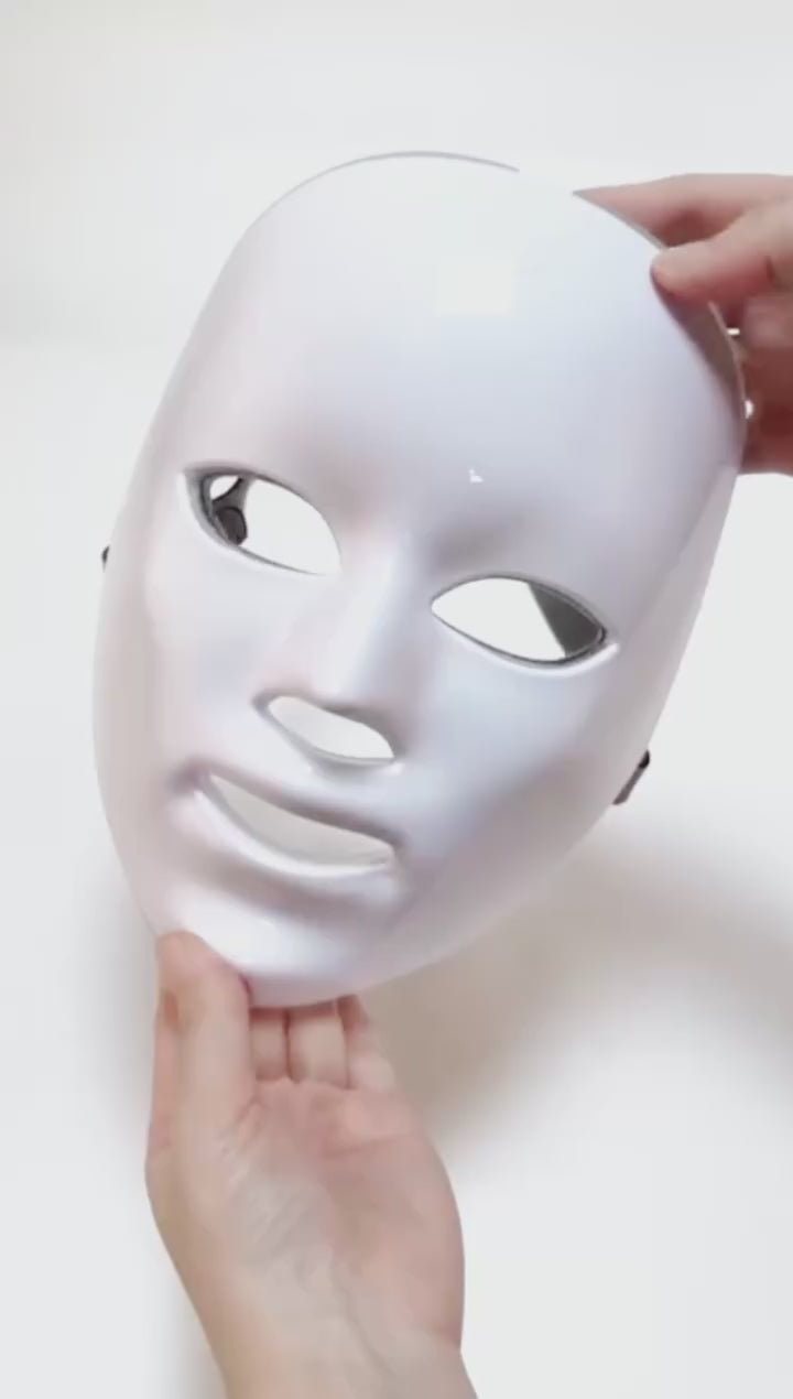 LED face mask in use
